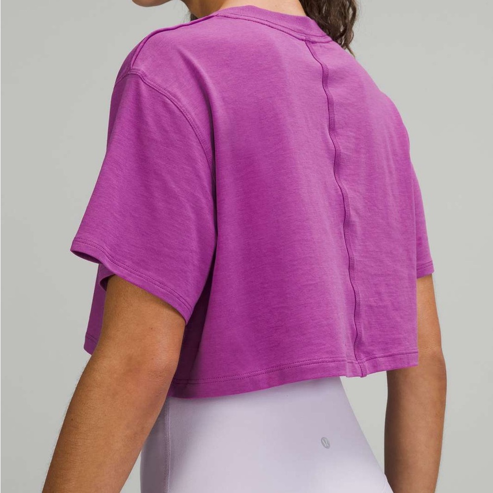 lululemon all yours cropped tshirt t shirt vivid plum - purple